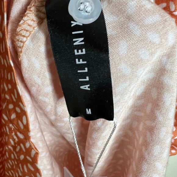 Allfenix Button Up Shirt Medium Mens Orange Earth Montana Cabana Rayon Spotted - Picture 6 of 9